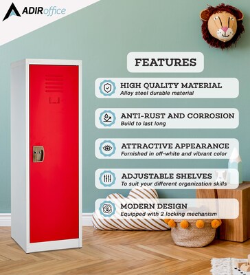 AdirOffice 48" Single Tier Red Storage Locker (629-01-RED)