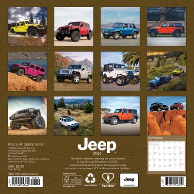 2026 Willow Creek Jeep 7 x 7 Monthly Wall Calendar (53645)
