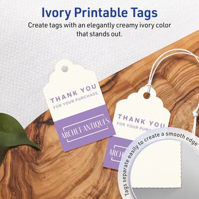 Avery 2 x 1-1/4  Blank Price & Merchandise Tags, Ivory, 180/Carton (95291-MIT10)