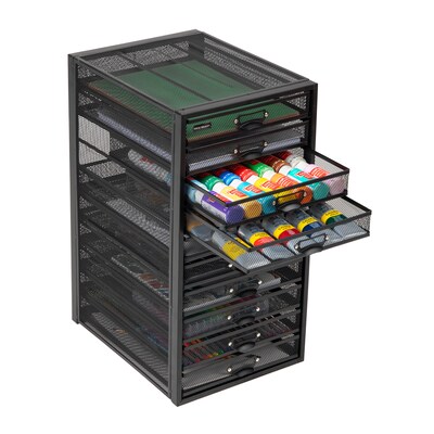 Mind Reader 10-Compartment Metal Mesh File Storage Drawers, Black (10CABMESH-BLK)