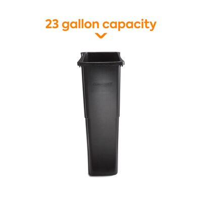 Coastwide Professional™ Slim Plastic Trash Can with no Lid, Black, 23 Gal. (CW50718)