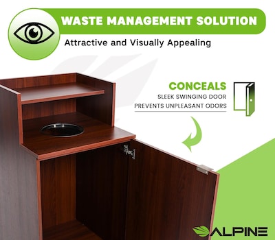 Alpine Industries Food Service Trash Can Enclosure, 32 Gallon, Mahogany (ALP476-DH-MA)