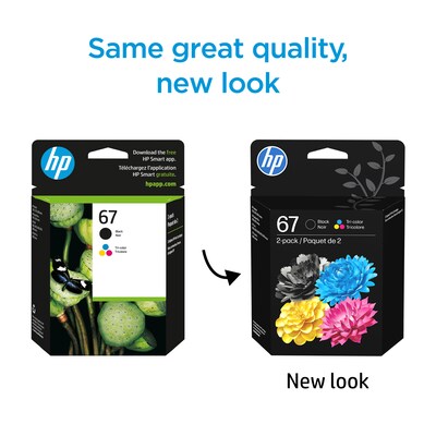 HP 67 Black/Tri-Color Standard Yield Ink Cartridge, 2/Pack (3YP29AN#140)