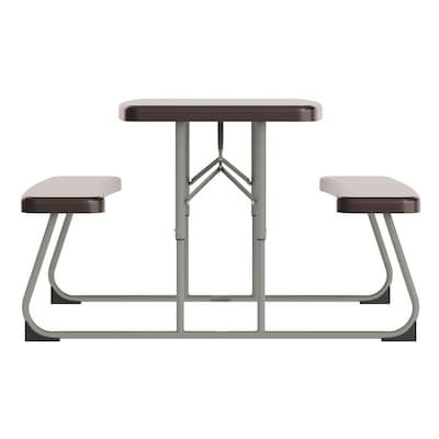 Flash Furniture Paige 37.5" x 32.625" Picnic Folding Table, Brown (RBEBB2432FD2BR)