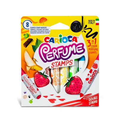 CARIOCA Perfume Stamps Washable Kids Markers, Double Stroke Tip, Assorted Colors, 8/Pack, 2/Bundle (CRA42988-2)