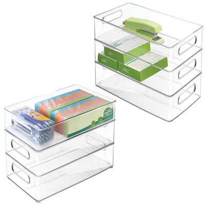 Stackable Fridge Bin with Handles - Kitchen Storage Bin for Cabinets, Pantry, or Fridge