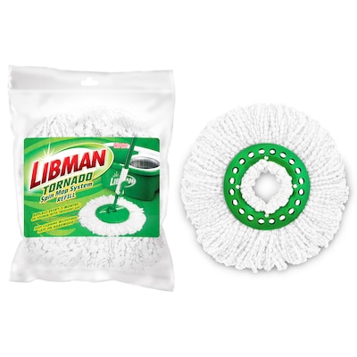 Libman Tornado Microfiber Spin Mop Head, Green/White, 4/Carton (1284004)