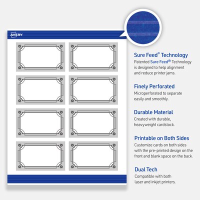 Avery Silver-Metallic Black Matte Blank Card, White, 80/Pack (S00-FK9)