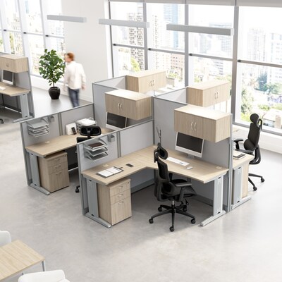 Bush Business Furniture Office in an Hour 2 Person L Cubicle Desk Set, Natural Elm (OIAH008NE)