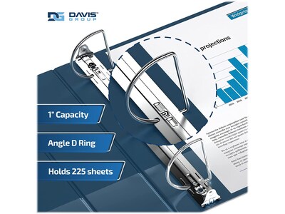 Davis Group Premium Economy 1" 3-Ring Non-View Binders, D-Ring, Navy Blue, 6/Pack (2301-72-06)