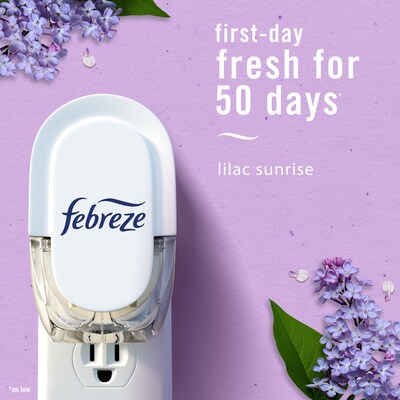 Febreze Plug In Air Freshener Scented Oil Refill, Lilac Sunrise Scent, 2/Pack (21136)