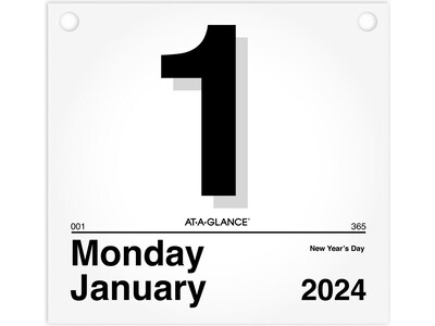 2024 AT-A-GLANCE Today Is 8.5 x 8 Daily Wall Calendar Refill, White/Black (K4-50-24)