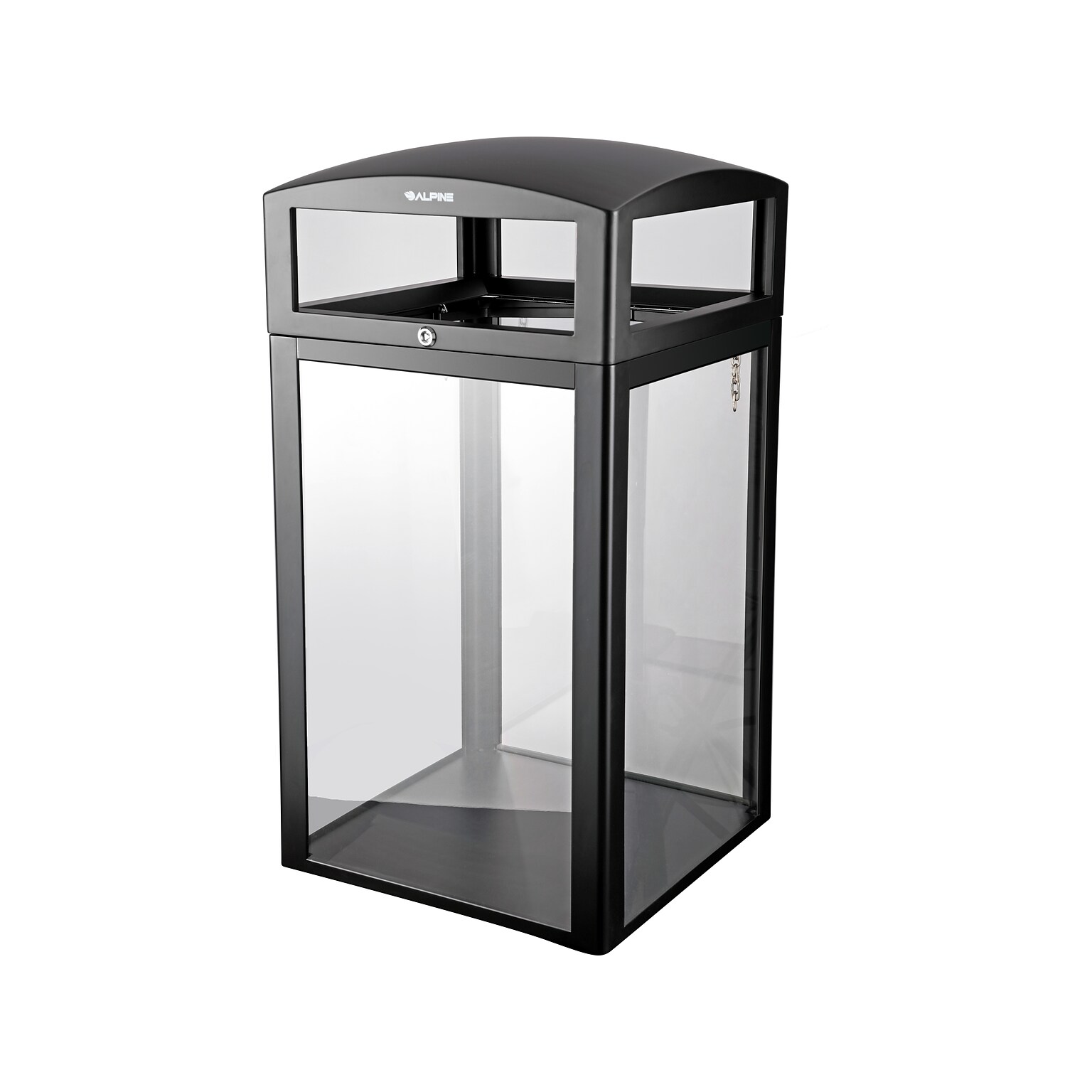Alpine Industries Steel/PC Outdoor Trash Can with Dome Lid, 40 Gallon, Clear (471-40-CLR)