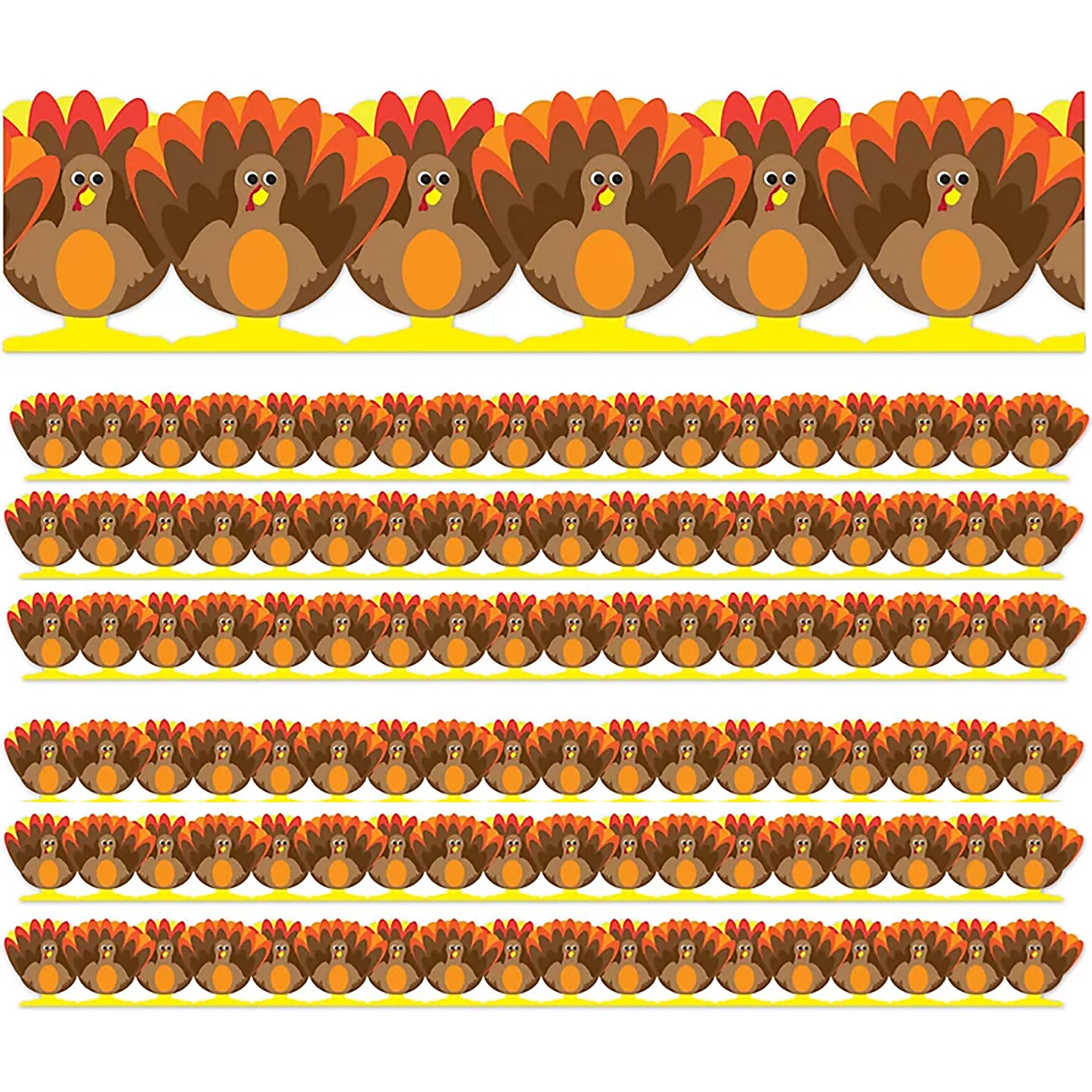 Hygloss Turkey Die-Cut Border, 3 x 36 ft., 6 Packs/Bundle (HYG33686-6)