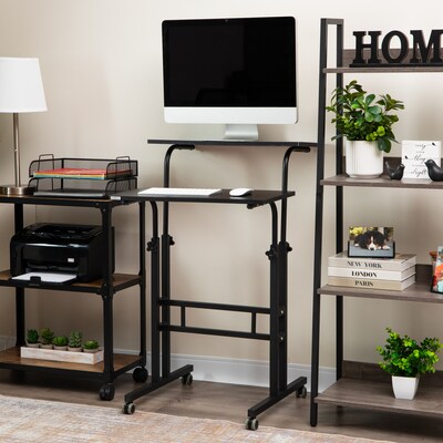 Mind Reader 27.5- 39 Mobile Adjustable Sit/Stand Desk, Black (SDROLLXL-BLK)