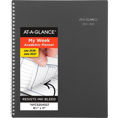 2026-2027 AT-A-GLANCE DayMinder 8.5 x 11 Academic Weekly & Monthly Planner, Plastic Cover, Charcoal (AYC520-45-27)
