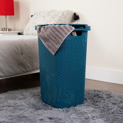 Mind Reader Plastic Laundry Hamper with Lid, Blue, 2/Set (60HAMP2PK-BLU)