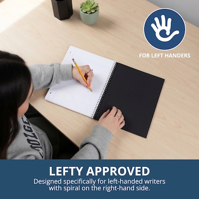 Roaring Spring Paper Products Lefty 1-Subject Notebooks, 8.5 x 10.5, Wide Ruled, 100 Sheets, Color chosen at random (13505)
