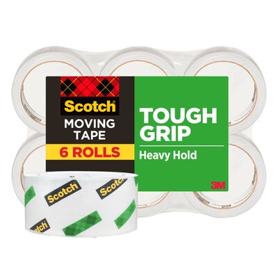 Scotch Tough Grip Packing Tape, 1.88 x 43.7 yds., Clear, 6/Pack (3500-40-6)