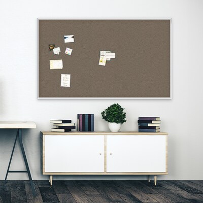 Ghent Fabric Bulletin Board, Satin Aluminum Frame, 4’H x 5’W, Taupe (AT45F96)