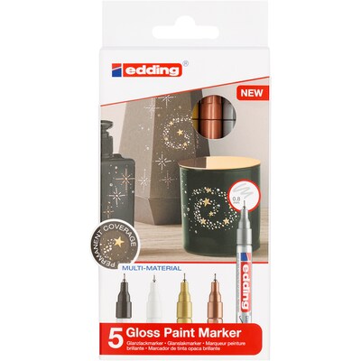 edding 780 Series Oil Based Gloss Paint Marker, Ultra-Fine Tip, Metallic Colors, 5/Pack (EDD47805999)