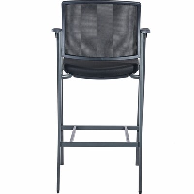 Lorell Contemporary Fabric Full Back Industrial/Shop Stool, Black/Gray (LLR30954)