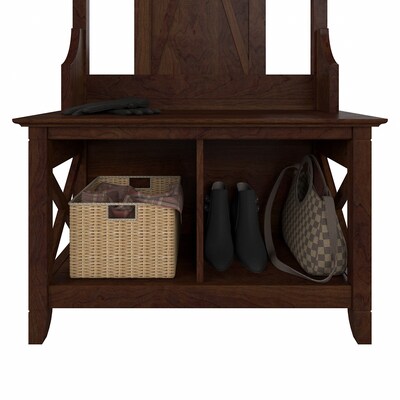 Bush Furniture Key West 66" Hall Tree with Shoe Storage Bench, Bing Cherry (KWS166BC-03)
