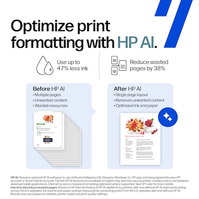 HP Envy 6555e Wireless Color All-in-One Printer, Scan, Copy, 3 Months Free Instant Ink, AI Enabled (714N5A)