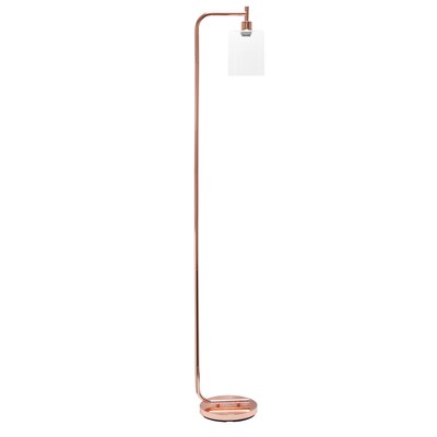 Simple Designs Modern Iron Lantern Floor Lamp with Glass Shade, Rose Gold (LF2009-RGD)