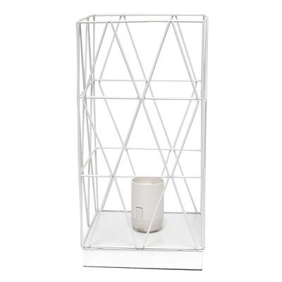 Simple Designs White Geometric Square Metal Table Lamp (LT1073-WHT)