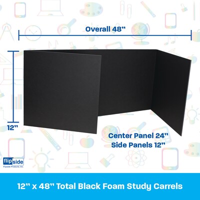 Flipside 48W Study Carrels, Assorted Colors, 24/Pack (60045)