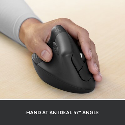 Logitech Lift Left for Business Wireless Ergonomic Vertical Left Handed Optical Mouse, Graphite (910-006492)