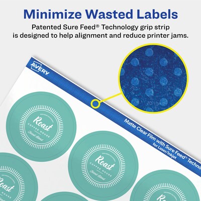 Avery Laser/Inkjet Circle Multipurpose Labels, 1-3/4" Dia., Clear, 200/Pack (94509)