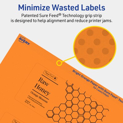 Avery Rectangle Multipurpose Labels, 2.5" x 5", Bright Orange, 240/Box (94246)