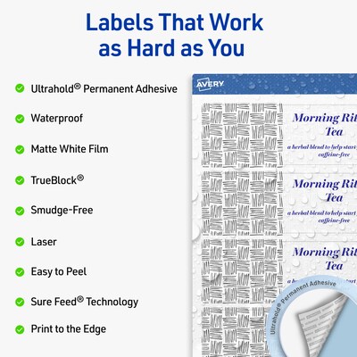 Avery Rectangle Laser Multipurpose Labels, 1.75 x 7.75, White, 50/Pack (19479399280)