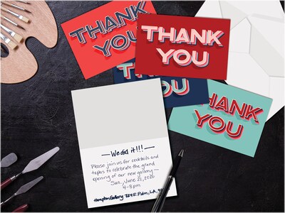 Better Office Thank You Cards with Envelopes, 4" x 6", Assorted Colors, 50/Pack (64526-50PK)