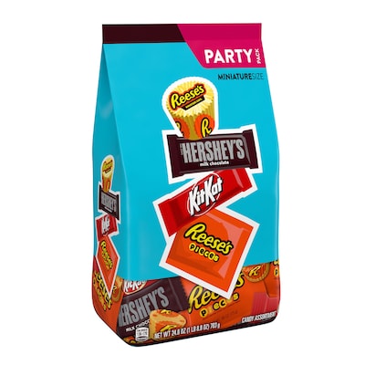 Hersheys Kit Kat & Reeses Miniatures Assorted Chocolate Candy Party Pack, 24.8 oz. (246-00013)