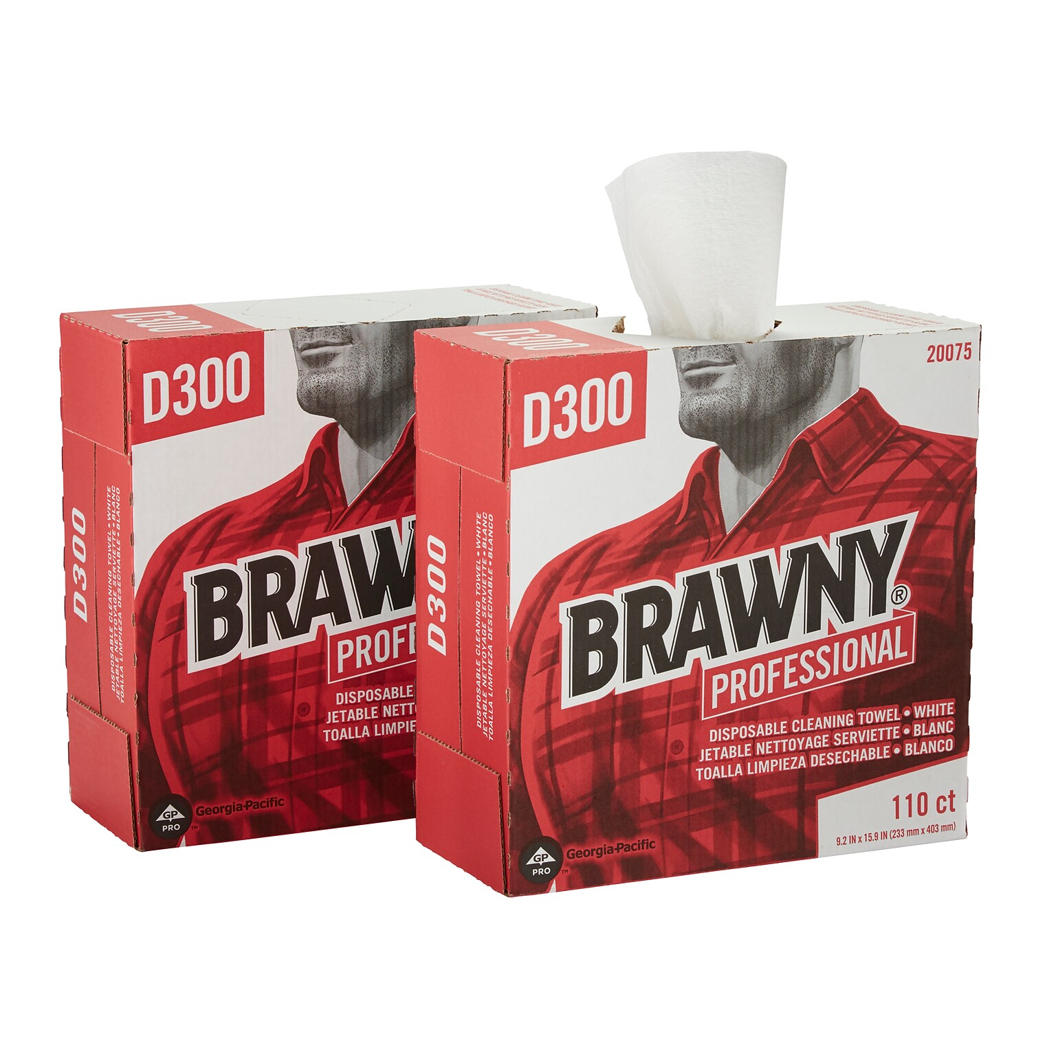 Brawny Professional D300 Cellulose Cleaning Wipers, 16 x 9.25, White, 110 Wipers/Box (20075)