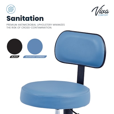 Viva Comfort Armless Vinyl Medical and Lab Stool with Lumbar Support, Blue (ADI910-03-BLU-MK)