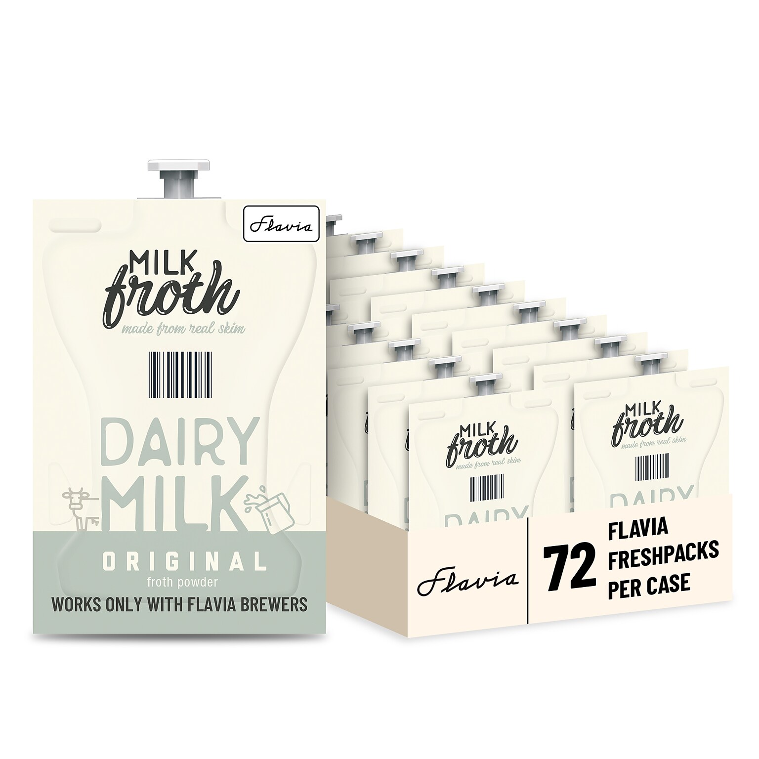 Alterra Flavia Real Milk Froth Freshpacks, Original Whole Milk, 0.46 oz., 72/Carton (MDR12475)