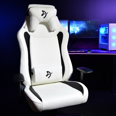 Arozzi Vernazza XL SoftPU Faux Leather Ergonomic Racing Gaming Chair, White (VERNAZZA-XL-SPU-WT)