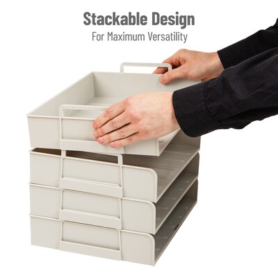 Mind Reader Plastic Side Loading Stackable Letter Tray, Letter Size, Beige, 4 Pieces (DANSTACK4-BEI)