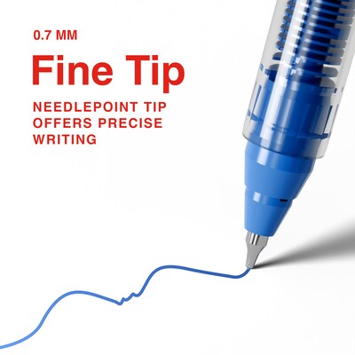 Staples Optiflow+ Rollerball Pens, Fine Point, 0.7mm, Blue Ink, Dozen (ST63317)