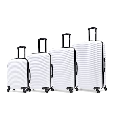 DUKAP Adly 4-Piece Hardside Spinner Luggage Set, TSA Checkpoint Friendly, White (DKADLSMLXL-WHI)