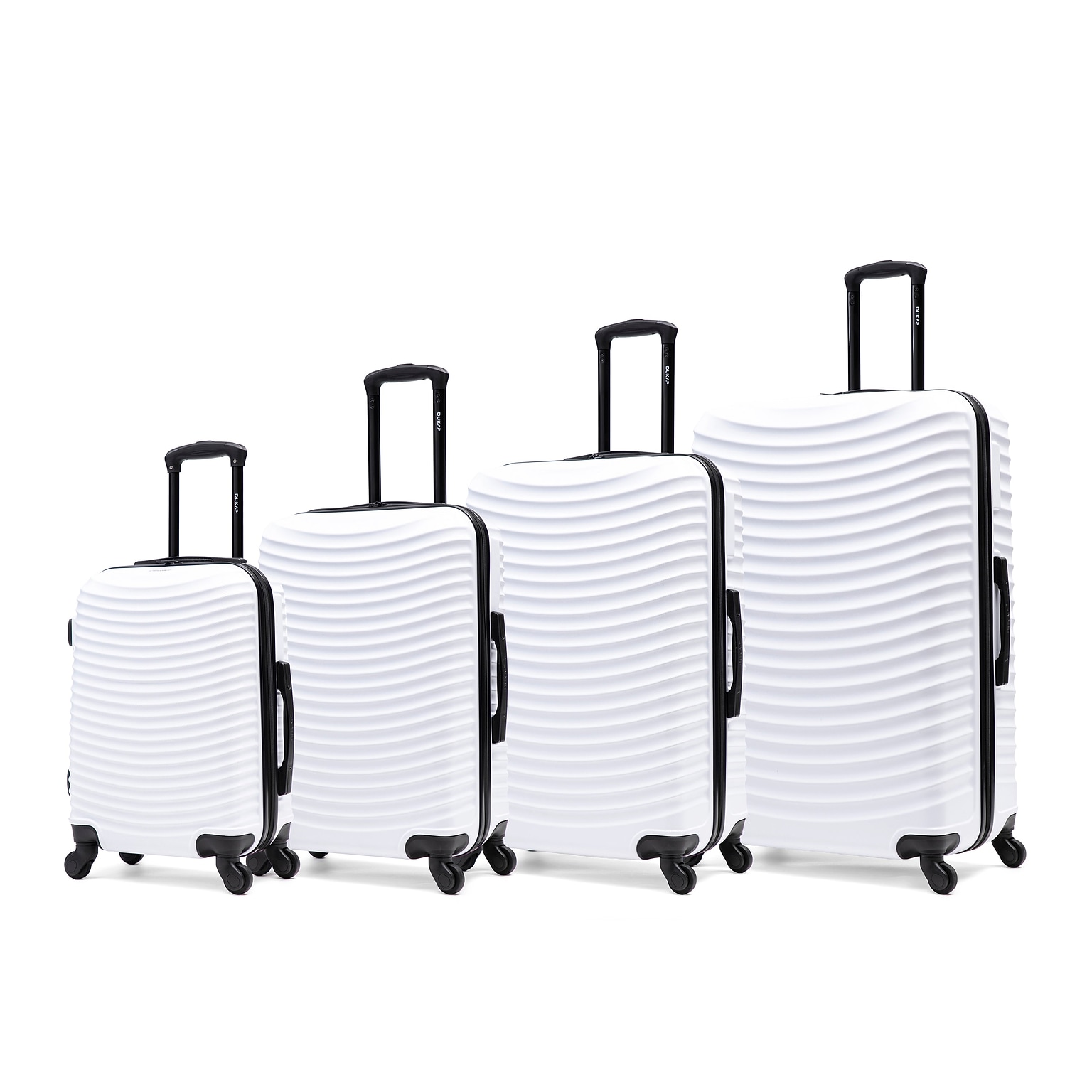 DUKAP Adly 4-Piece Hardside Spinner Luggage Set, TSA Checkpoint Friendly, White (DKADLSMLXL-WHI)