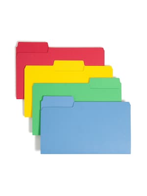 Smead SuperTab Heavy Duty File Folders, 1/3 Cut, Legal Size, Assorted Colors, 50/Box (15410)