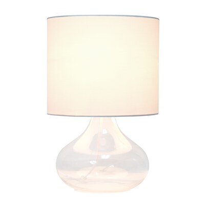 Creekwood Home Modern Glass 13.75 LED Table Lamp, Clear/White (CWT-1014-CW)
