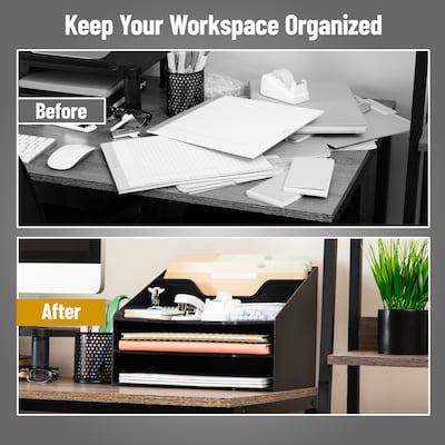 Mind Reader 5-Compartment Plastic Desk Tray, Black (ANCHBOX5-BLK)