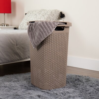 Mind Reader Plastic Laundry Hamper with Lid, Brown Metallic, 2/Set (60HAMP2PK-BRNM)