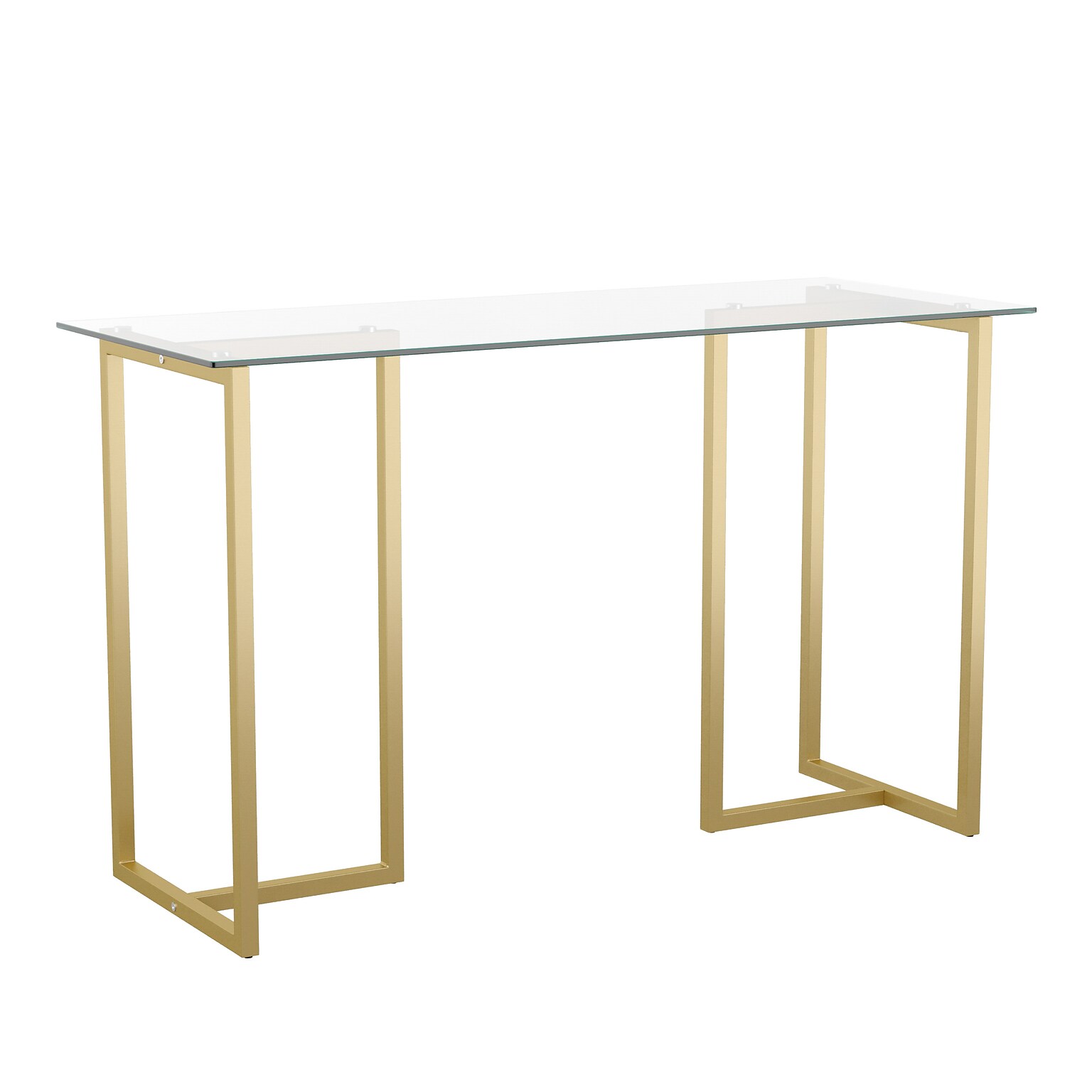 Martha Stewart Eli 47W Glass/Steel Home Office Desk, Clear/Polished Brass (XUDK1GLD)